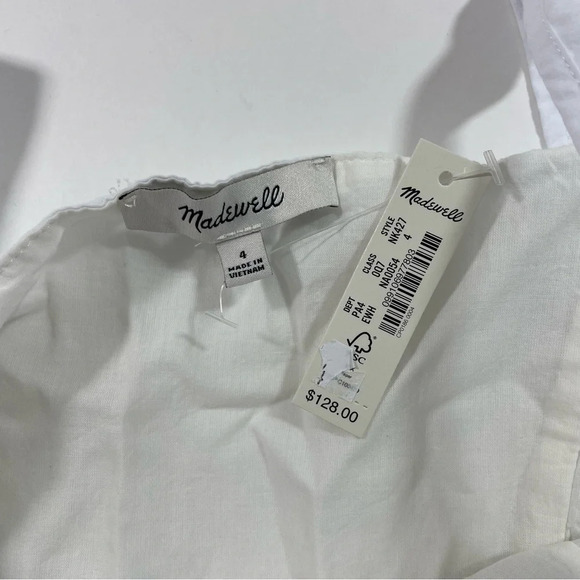 New Madewell Button Front Tiered Midi Dress White Size 4 - Picture 5 of 11